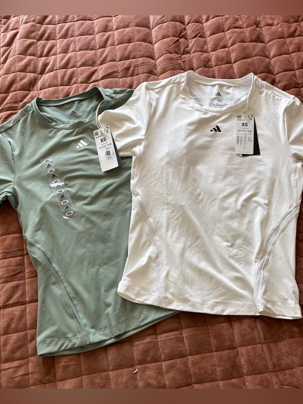 adidas Short Sleeve Performance Tees - White & Sage